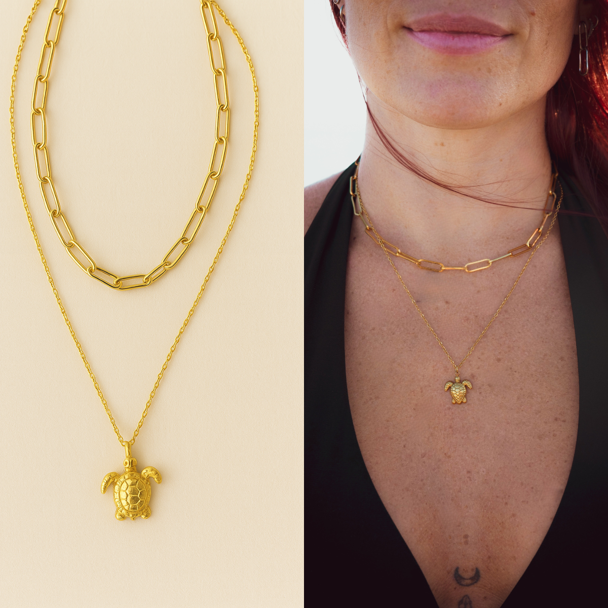 Collar Kaona — Tortuga Marina Bañado en oro 18k