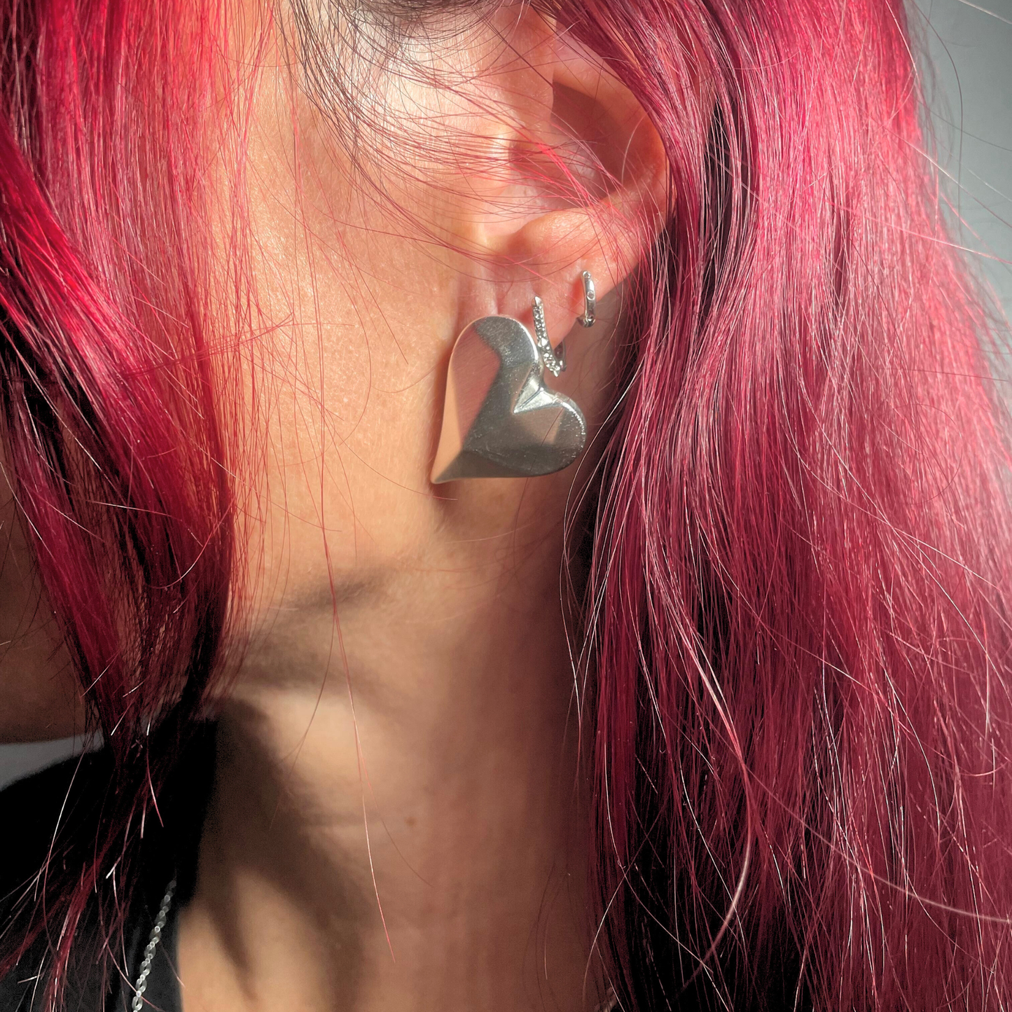 Pendientes Amora geométricos acero inox. bañados en plata