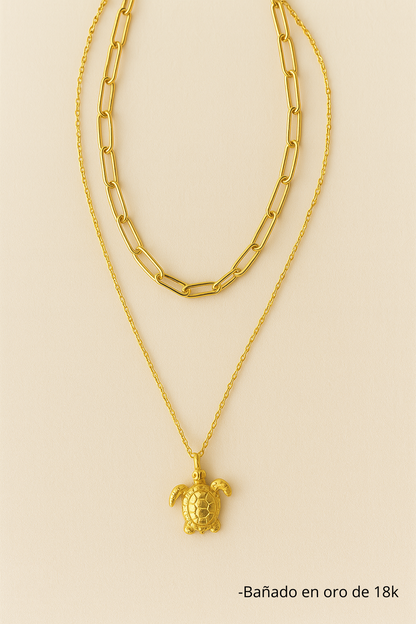 Collar Kaona — Tortuga Marina Bañado en oro  18k