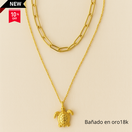 Collar Kaona — Tortuga Marina Bañado en oro  18k